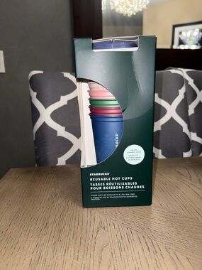 Starbucks Limited Edition Color Changing Reusable Hot Cups with lids. 6 cups
